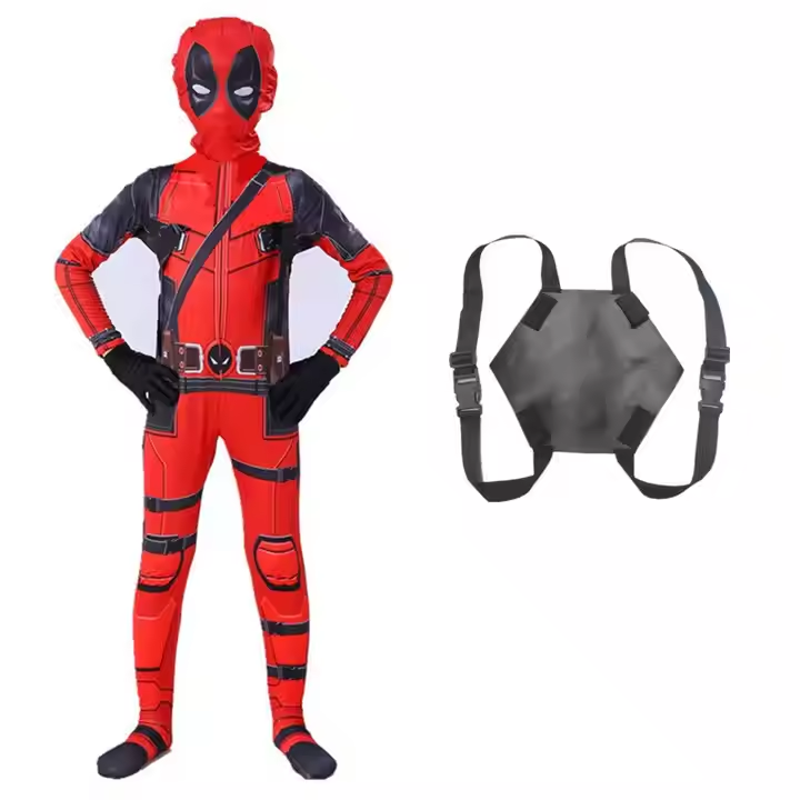 Halloween costume stage show Dead pool costume jumpsuit tights for children1
